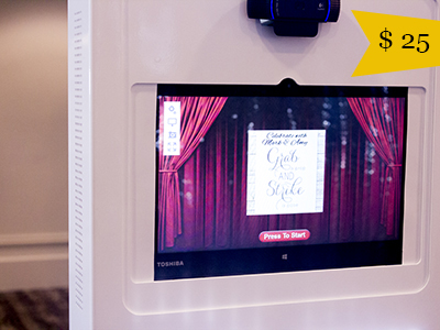 a custom welcome screen greets guests in the classic photo booth